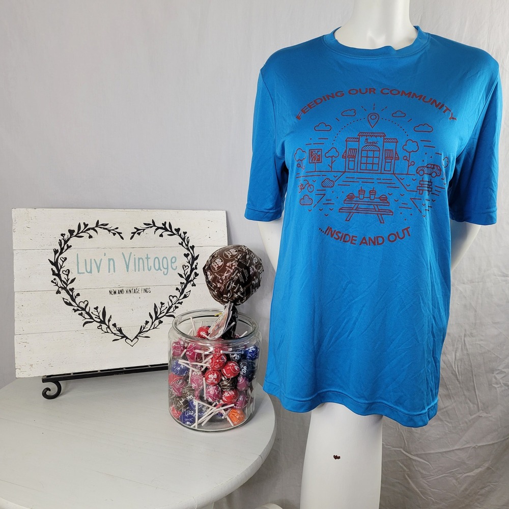 Team 365 Chick-fil-A Feeding Our Community Blue Performance T-Shirt Small